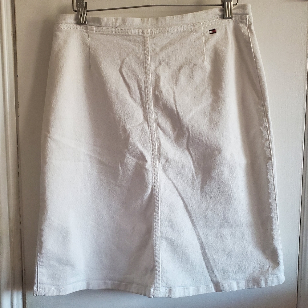 VTG Y2k Tommy Hilfiger White Denim Skirt Size 10 90s Preppy Coastal Western - Picture 4 of 13